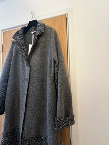 Grey Wool Long Blanket Coat