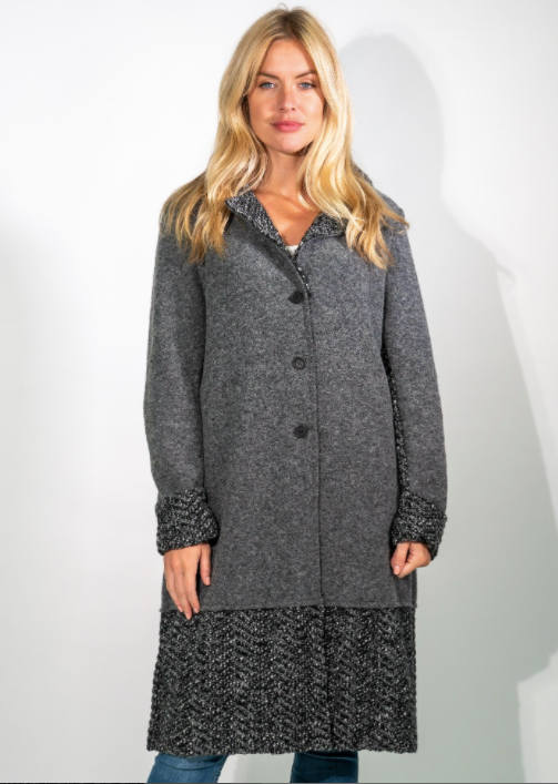 Grey Wool Long Blanket Coat