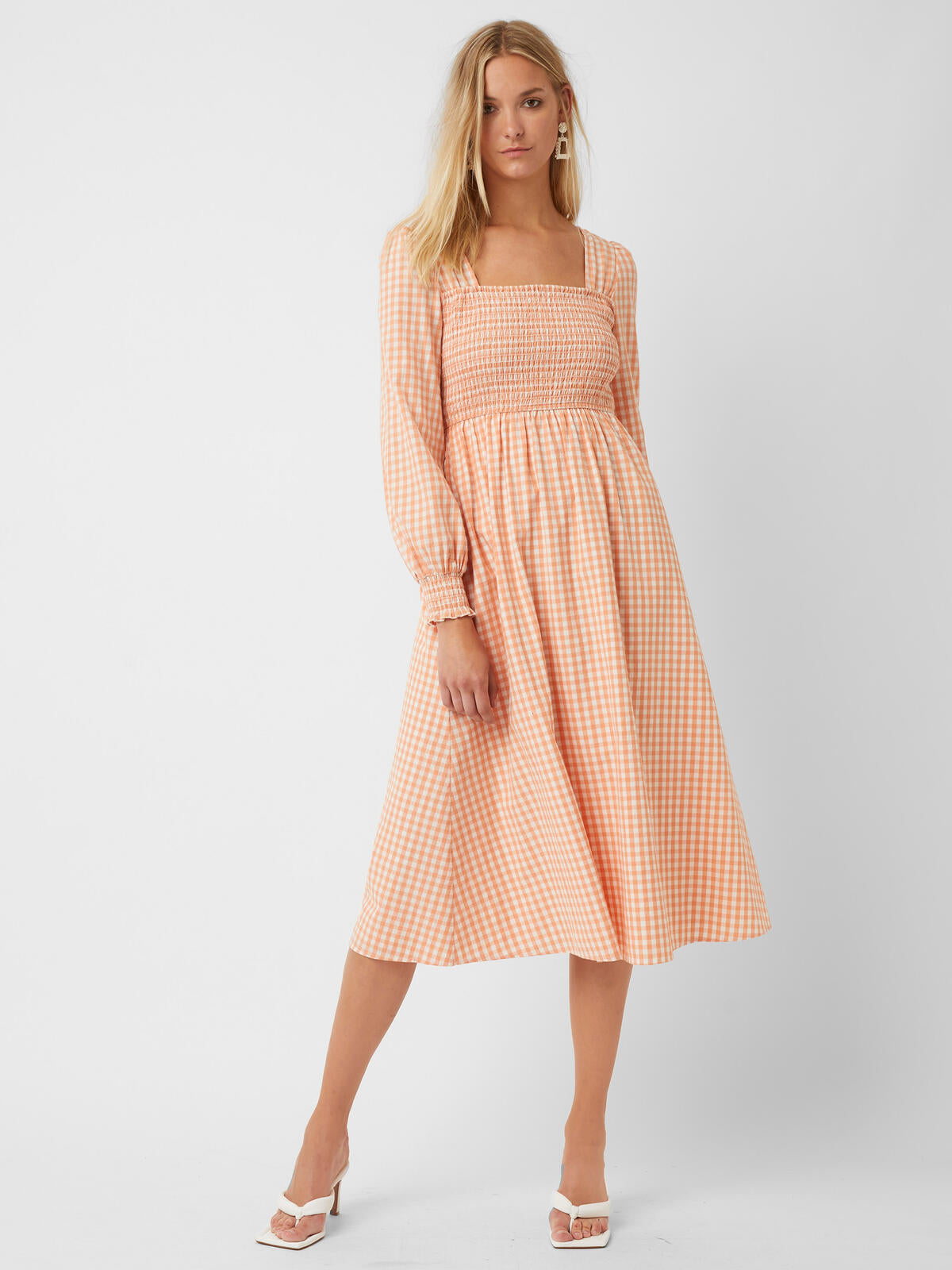 Square neck deals gingham dress